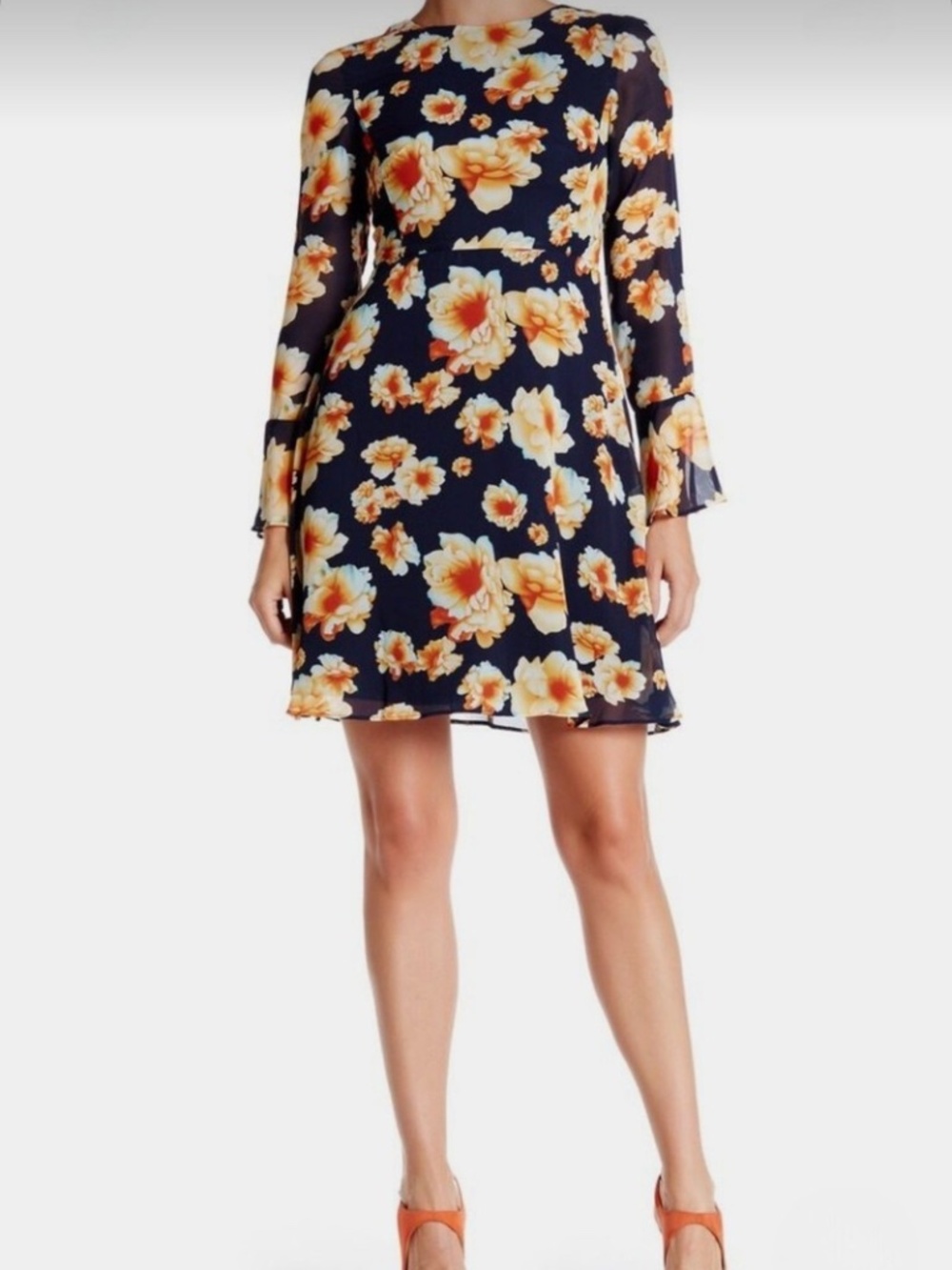 Betsey Johnson Navy Floral Long Sleeve Dress